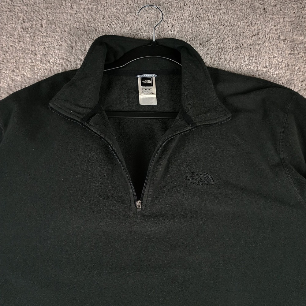 The North Face TKA Glacier 1/4 Zip Fleece Pullover Mens XL Black Mock Neck Logo